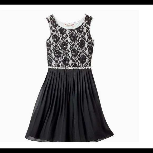 Speechless NWT Girls Lace Sleeveless Chiffon Pleated A-line Dress/Embellishments - Picture 1 of 14